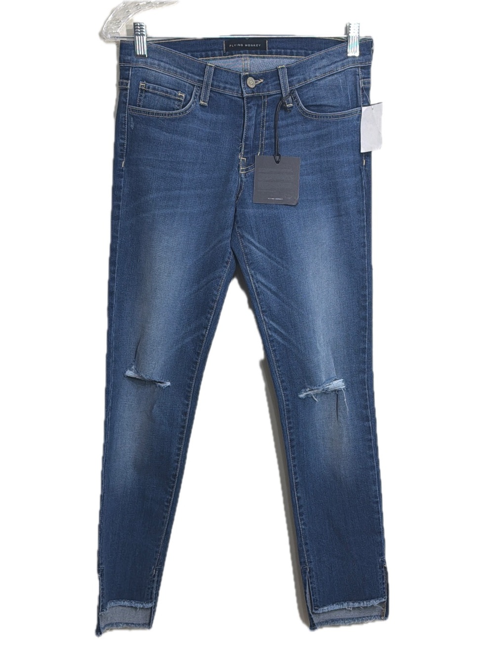Flying Monkey Mid Rise Straight Stretch Distressed Jeans - Picture 11 of 12